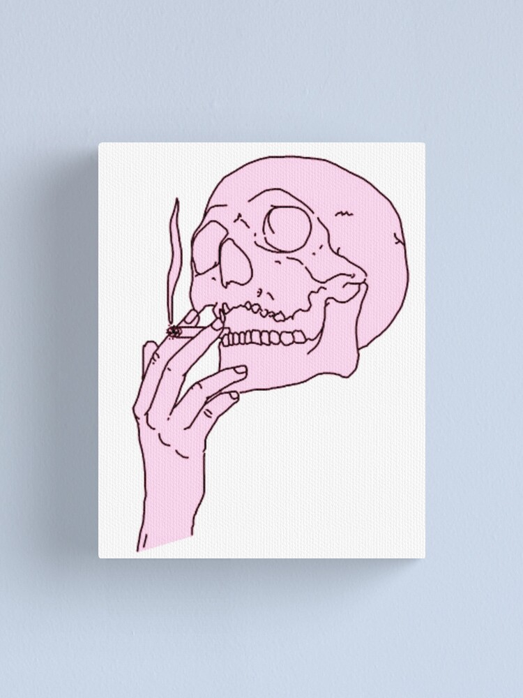"Pink Skull Smoking" Canvas Print by meganbxiley Redbubble