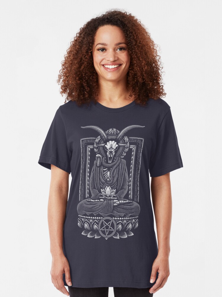 Alternate view of Baphomet Nirvana White Halftone Slim Fit T-Shirt