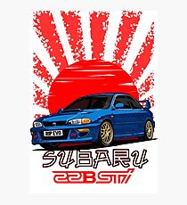 Subaru Impreza 22B WRX STI - R.I.P. EVO (Blue) Photographic Print