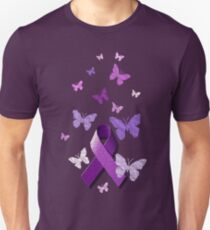 Purple Awareness Ribbon with Butterflies Unisex T-Shirt