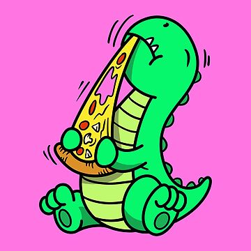 Cute Dino Enjoys Eating Pizza Graphic by jonnyleaf14 · Creative Fabrica