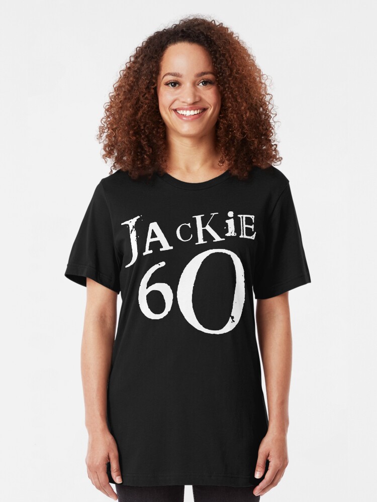 Alternate view of Jackie 60 Classic White Logo on Black Gear Slim Fit T-Shirt