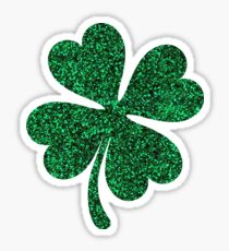 Green glitter shamrock clover sticker - PRINTED IMAGE Sticker