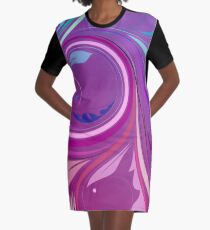 Purple Elegant Floral Swirl Graphic T-Shirt Dress