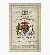 Programme for the visit of Queen Victoria to Sheffield, 1897 Photographic Print