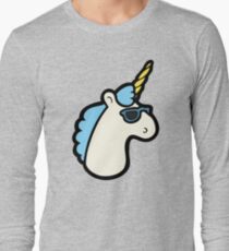 Unicorns Are Cool Pattern - Blue Long Sleeve T-Shirt