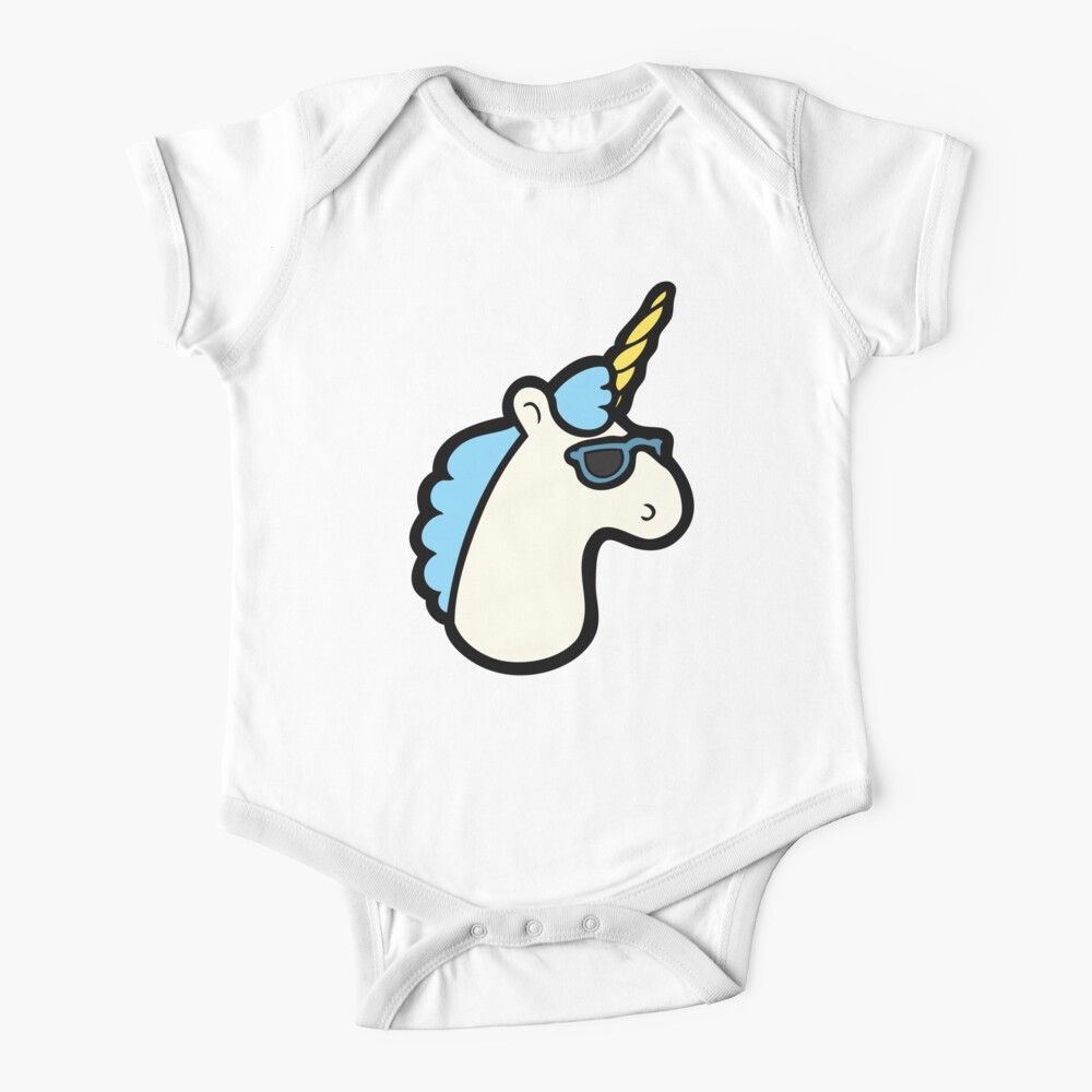 Unicorns Are Cool Pattern - Blue Short Sleeve Baby One-Piece