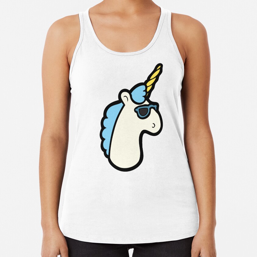 Unicorns Are Cool Pattern - Blue Racerback Tank Top