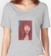Oil Pastel Girl Portrait Women's Relaxed Fit T-Shirt