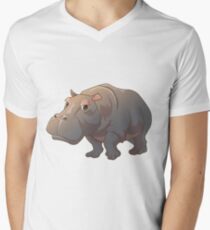 Cute cartoon hippo Men's V-Neck T-Shirt