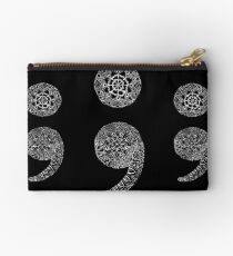 Patterned Semicolon: White on Black Studio Pouch
