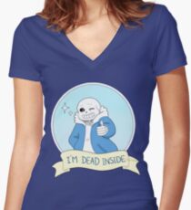 Undertale - Sans "I'm Dead Inside" Women's Fitted V-Neck T-Shirt
