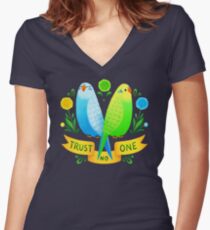 Trust NO One Budgerigars Women's Fitted V-Neck T-Shirt