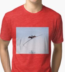 Cormorant drying its wings, SanFeliciano, Lago Trasimeno, Umbria, Italy Tri-blend T-Shirt