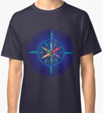 Kajak-Kompass Rose auf Blau Classic T-Shirt