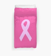 Light Pink Ribbon on Dark Pink Duvet Cover