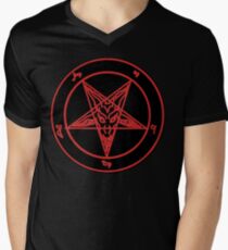 Red Baphomet Men's V-Neck T-Shirt