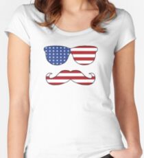 Patriotic Funny Face Women's Fitted Scoop T-Shirt