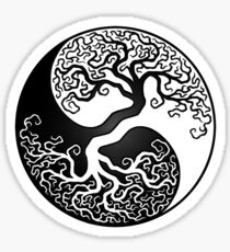 White and Black Tree of Life Yin Yang Sticker