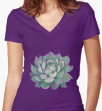 Succulent plant Women's Fitted V-Neck T-Shirt