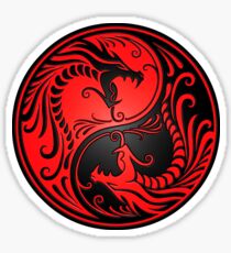 Yin Yang Dragons Red and Black Sticker