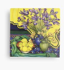Winter Blooms with Lemons and Pansies Metal Print