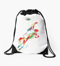 Colorful splash soccer goal keeper Drawstring Bag