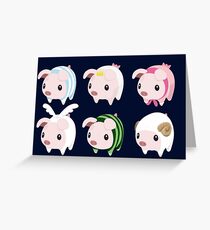 Poogie Piggie Monster Hunter Print all 6 Greeting Card