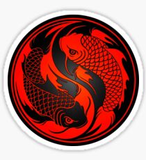 Pegatina Red and Black Yin Yang Koi Fish