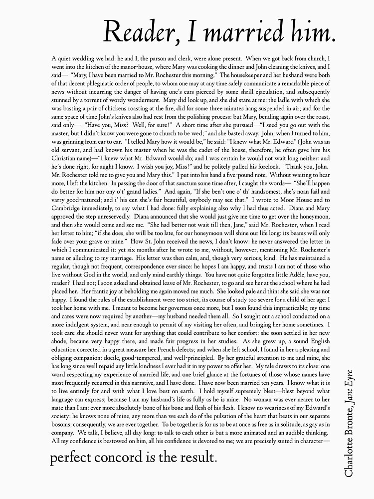 "Reader, I married him" Tshirt by Eithin Redbubble