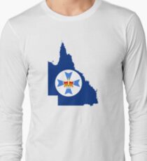 Flag Map of Queensland Long Sleeve T-Shirt