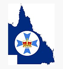 Flag Map of Queensland Photographic Print
