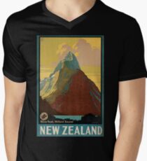 Weinleseplakat - Neuseeland T-Shirt mit V-Ausschnitt für Männer