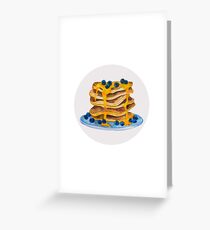 Watercolor Blueberry Pancakes Greeting Card