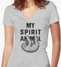 Sloth - my spirit animal Women's Fitted V-Neck T-Shirt