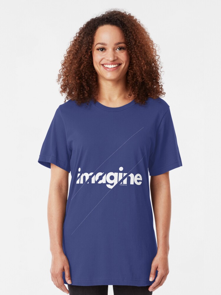 Alternate view of Imagine under stripes /// white version Slim Fit T-Shirt