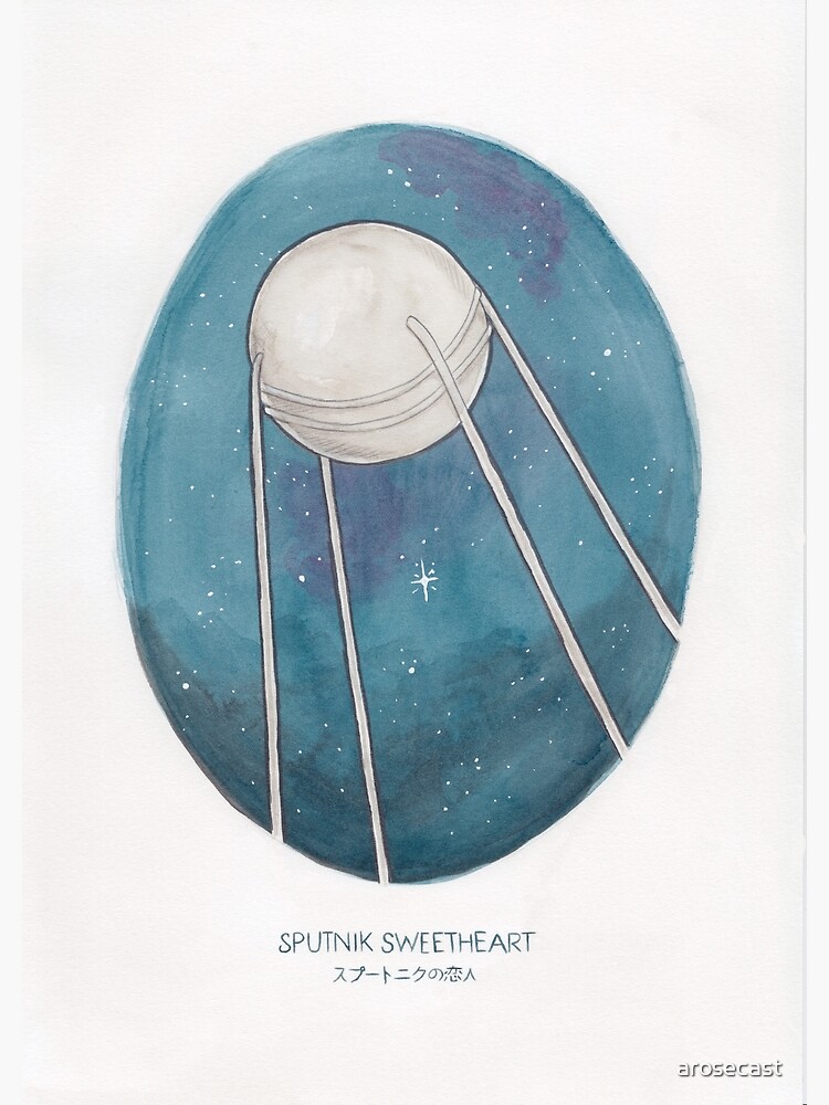 Haruki Murakami's Sputnik Sweetheart // Illustration of the Sputnik Satellite in Space in Pencil & Watercolour by arosecast
