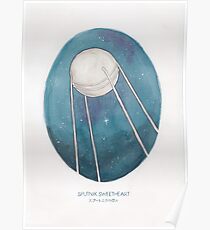 Haruki Murakami's Sputnik Sweetheart // Illustration of the Sputnik Satellite in Space in Pencil & Watercolour Poster