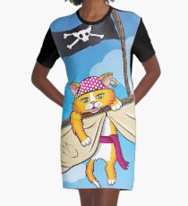 Cat's Adventure Graphic T-Shirt Dress