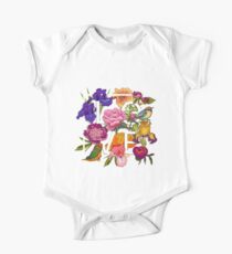 Floral and birds Graphic Design One Piece - Short Sleeve