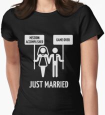 Just Married – Mission Accomplished – Game Over (White) Women's Fitted T-Shirt
