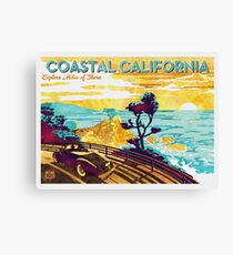 Lienzo Costa de California: explore Miles of Shore. Pacific Coast Highway Vintage Poster Acuarela sobre lienzo