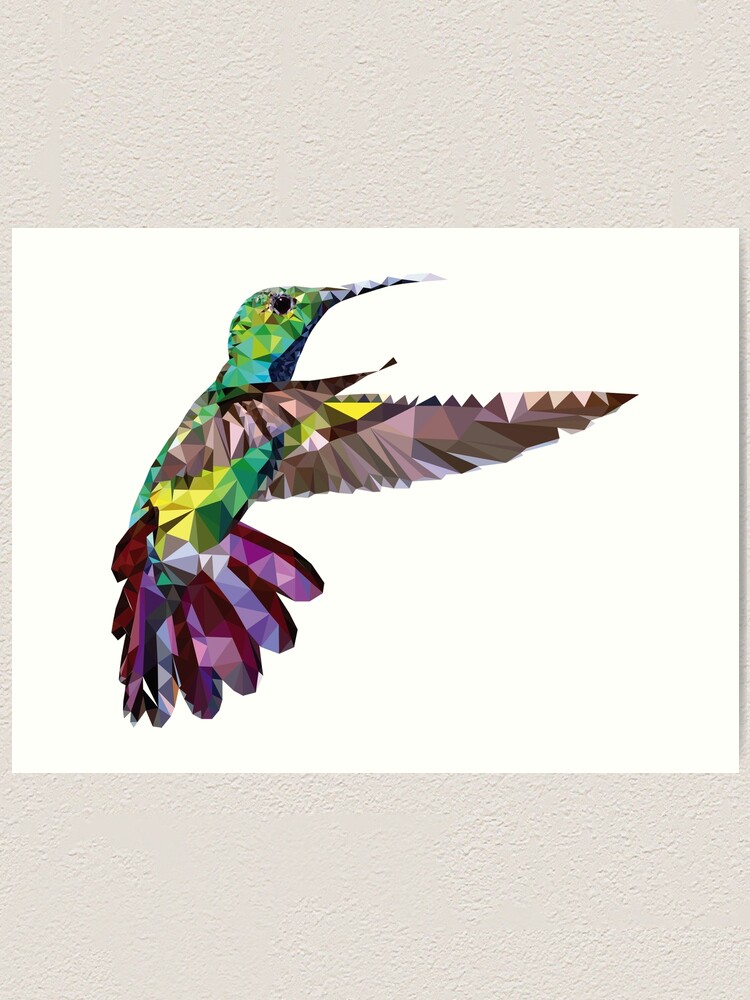 Alternate view of Geometric Hummingbird Art Print