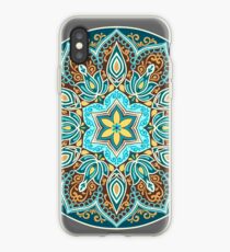 Flower Mandala in turquoise colors. iPhone Case