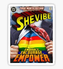 SheVibe Super Human Gay Pride Cover Art Sticker
