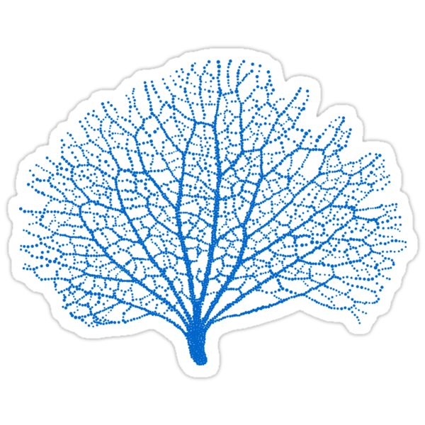 Blue Sea Fan Coral Silhouette Stickers By Beakraus Redbubble