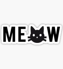 meow, text design, word art with black cat head Sticker