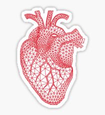 red human heart with geometric mesh pattern Sticker