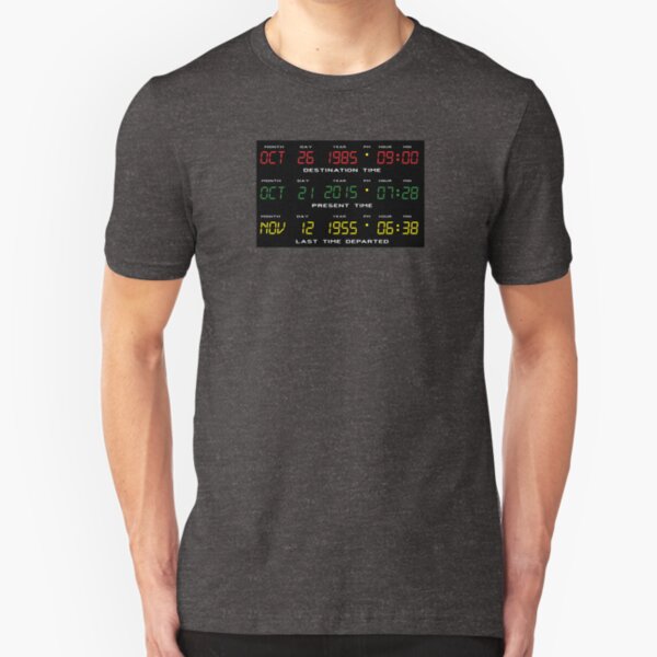 DeLorean Time Travel Display Dashboard Slim Fit T-Shirt