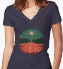 Midday Mountains Women's Fitted V-Neck T-Shirt